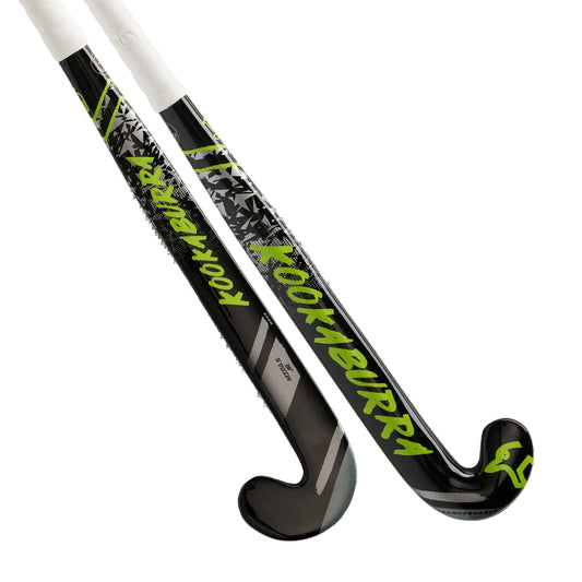 Two Kookaburra hockey sticks on a white background