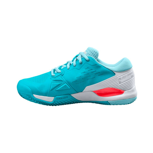 Wilson - Ladies Rush Pro Ace Clay Scuba Blue/White/Fiery Coral
