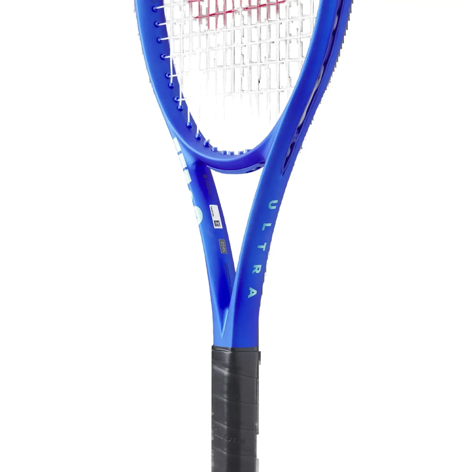 Wilson Ultra 100 300G V5 tennis racket showcasing bold blue design and unstrung head for powerful performance.
