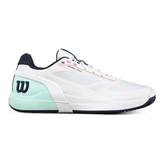 Wilson - Mens Rush Pro 5 White / Bay / Fiery Coral