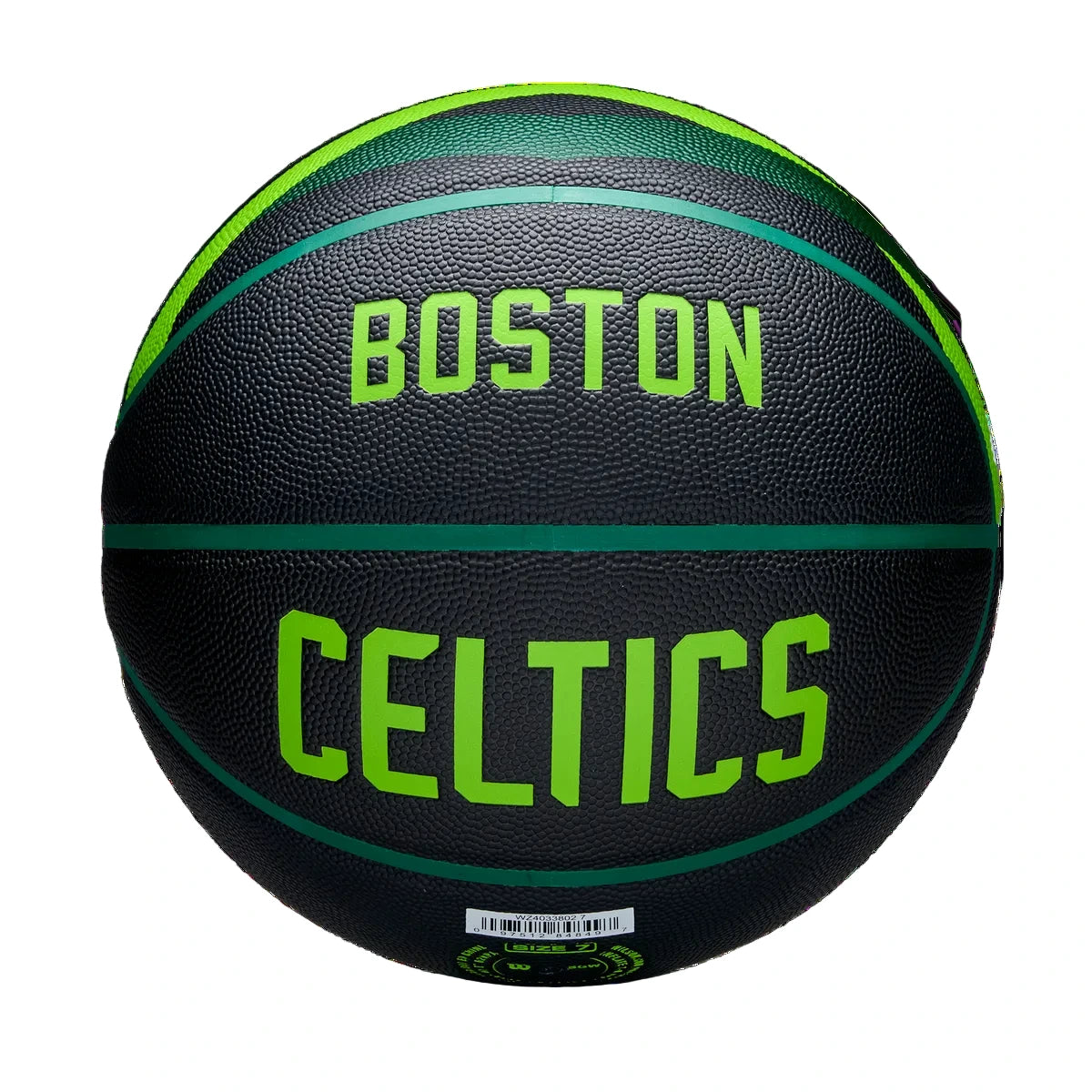 Basketball with 'Boston Celtics' text on a white background