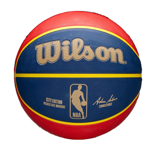 Basketball with Wilson and NBA logos on a white background