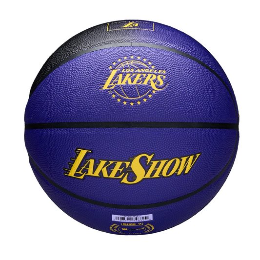 Basketball with Los Angeles Lakers logo and 'Lake Show' text on a white background